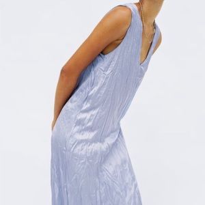 Zara Lavender Blue Satin Crinkle Maxi Dress